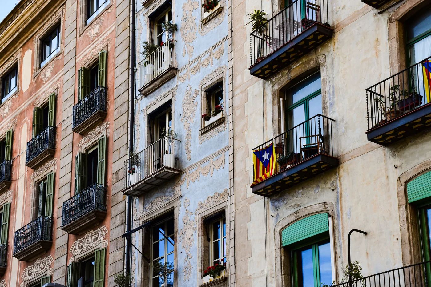 A narrow medieval lane in the Gothic Quarter of Barcelona, Spain